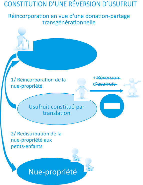 Schéma d'une Constitution d’une réversion d’usufruit par translation, par l’enfant pivot